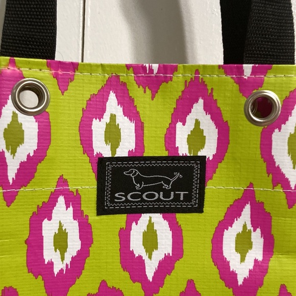 SCOUT Dachshund Small Tote Gift Bag Neon Green Pink 11.25 x 8.25 Inches - Picture 2 of 8